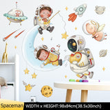 Space Astronaut Wall Stickers for Kids Room Kindergarten Wall Decoration Removable Vinyl PVC Cartoon Wall Decals Home Decor