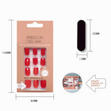 Xpoko 24PCS/Box Fashionable Oval Elegent Fake Nails Solid Red Brown Press On Lady Detachable Wearable For Daily Wear Nail Tips