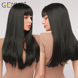 Cosplay Long Straight Black Synthetic Wigs with Bangs for Women African American Lolita Daily Party Heat Resistant Fibre