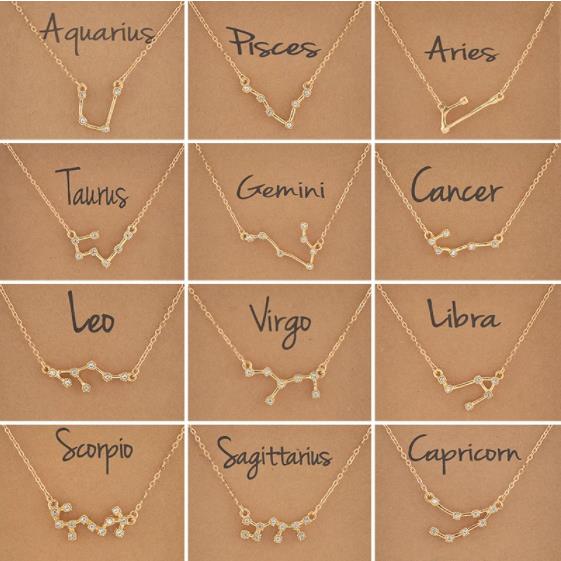 Xpoko Cardboard Star Zodiac Sign 12 Constellation Bracelet Crystal Charm Gold Color Chain Bracelet For Women Birthday Jewelry Gifts