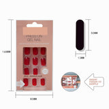 Xpoko 24PCS/Box Fashionable Oval Elegent Fake Nails Solid Red Brown Press On Lady Detachable Wearable For Daily Wear Nail Tips