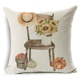 Xpoko Thanksgiving Pillow Cover Pumpkin Cushion Cover Linen Farmhouse Decor Pillow Case Home Decor Sofa Car 45CM*45CM