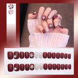 Bow Short Level False Nails Adhesive 3D Beautiful Stick-on Nails Artificial Square Jump Color Fake Nails with Design Z350