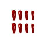 24pcs Rose Pattern Red Wine False Nail Fake Nails Coffin Glossy Press On Nails False Girls Ballerina full cover Fingernails Tips