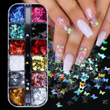 3D Fluorescent Nail Glitter Flakes Set Holographic Powder Sequins Paillette Manicure Nail Art Pigment Decoration Tools GLSP