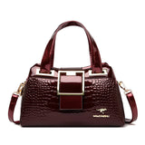 Xpoko 2 Layer Large Capacity Tote Bag Handbags Women Bags Designer Crocodile Pattern Ladies Boston Shoulder Bag High Quality