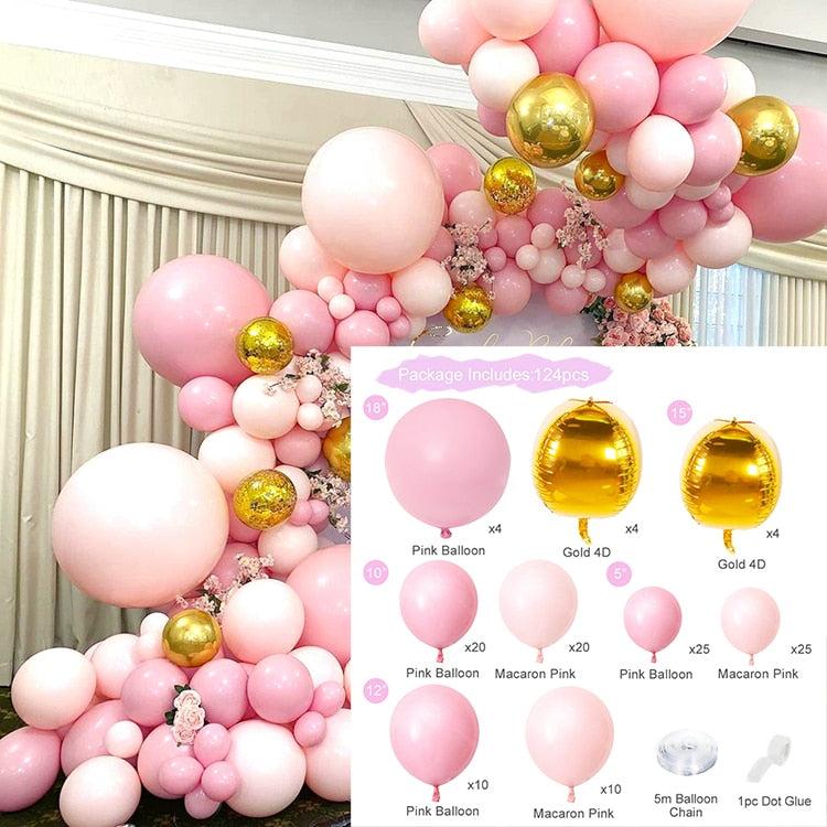 Xpoko Pink Macaron Balloon Garland Arch Kit Latex Confetti Baloon Wedding Decor Happy Birthday Party Decor Kids Baby Shower Ballon