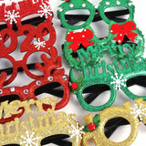 Xpoko 2022 Christmas Decorations Glasses Frame Photo Booth Props Santa Snowman Xmas Tree Photo Props 2022 New Year Eve Party Supplies