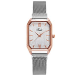 Xpoko Watches Women Square Rose Gold Wrist Watches Mesh Strap Fashion Brand Watches Female Ladies Quartz Clock Women Gift Reloj Mujer
