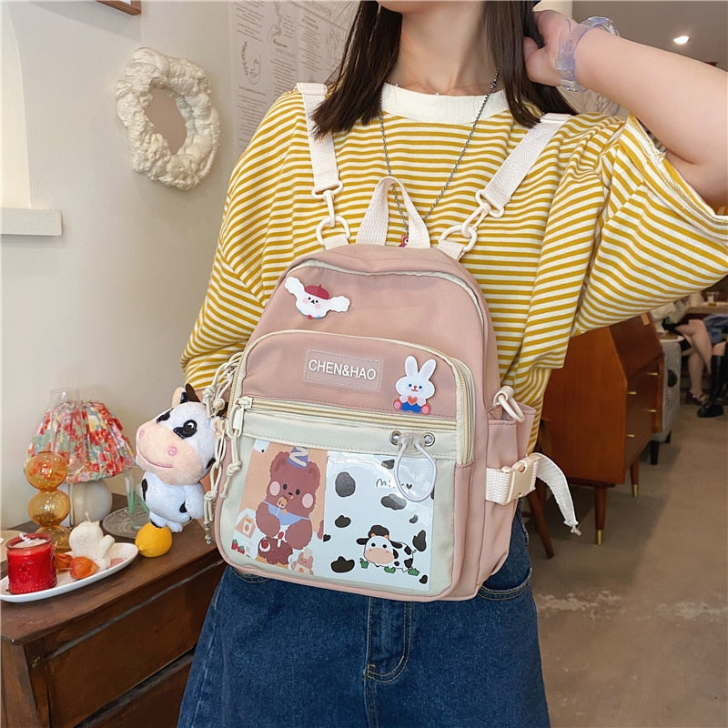New Fashion Girls Multi-Function Small Backpack Teenage Kawaii Schoolbag Women Mini Travel Bag Cute Shoulder Mochila