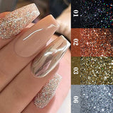 Sparkly iridescent Diamonds Nail Glitter Shinning iridescent Silver Gold Nail Polish Powder Flakes Dust Chrome Pigment Decor