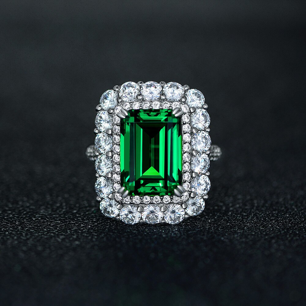 100% 925 Sterling Silver 10x14 MM Emerald Cut High Quality SONA Simulation Diamond Female Ring Luxury Jewelry