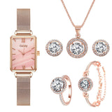 Gaiety Luxury Watch For Women Elegant Ladies Watch Bracelet Necklace Earrings Rings 6pcs Set Magnetic Female Clock Reloj Mujer