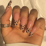 24Pcs/Box Line Geometric Long Ballerina False Nails Leopard French Detachable Coffin Fake Nails Beauty Hot Sale Full Cover Nails