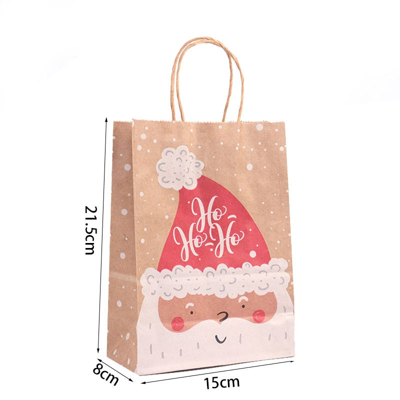 Xpoko Christmas Bags Candy Boxes Christmas Tree Gift Bags Xmas Candy Bag Paper Packing Box 2022 New Year Favors Navidad Home Decor