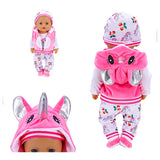 2021 New Born New Baby Fit 18 inch 43cm Doll Clothes Accessories 5-piece Rose Red Unicorn One-piece Dress For Baby Birthday Gift