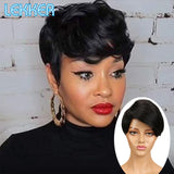 Natural Short Bob Pixie Straight Human Hair Wig With Bangs For Women Brazilian Remy Ombre Burgundy Red  Machine Made Wigs Natural Short Bob Pixie Straight Human Hair Wig With Bangs For Women Brazilian Remy Ombre Burgundy Red  Machine Made Wigs