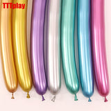 10pcs Long New Glossy Metal Pearl Latex Balloons Thick Chrome Metallic Colors Inflatable Air Balls Globos Birthday Party Decor