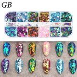 Aurora Opal Nail Glitters Sequin Crystal Ice Flakes Irregular Irridescent Paillette Shinny Mermaid Chrome Powder Pigment GLJDP