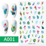 3D Nail Stickers Decals Ink Watermark Spring Summer Black Lines Flower Leaf Tree For Manicures Nail Art Decoration