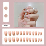 24pcs Multi-Type Wear Short Paragraph Fashion Wearable Manicure Ballerina False Nails Detachable Full Cover Coffin Fake Nail Art