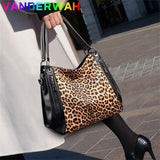Back to School Women's Leopard Bag Shoulder Crossbody Casual Tote Designer Female Shopper Handbag Large Capacity Messenger Work Ins Sac