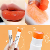 Xpoko 1Pcs Orange Moisturizing Lip Balm Waterproof Temperature Color Changing Makeup Lipsticks Long Lasting Nourish Protect Lips Care