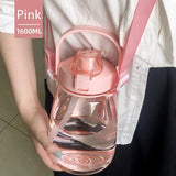 back to school Large Capacity Water Bottle Plastic Kawaii Cup Cute Portable Summer Sports Outdoor Girl Child Tumbler With Straw Strap BPA Free