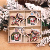 Xpoko 12/9Pcs Christmas Wooden Pendant Snowflake Xmas Tree Hanging Ornaments Christmas Decorations For Home Navidad Gift New Year 2023