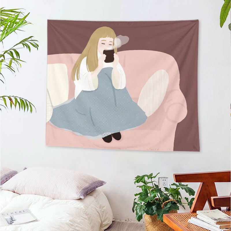 INS Girls Wall Tapestry Mandala Hippie Sweet Pink Girl Boho Decor Tapestry Wall Hanging Blanket Table Cloth Mat Home Decor