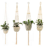 Xpoko Hanging Plant Handmade Macrame Plant Hanger Flower Pot Planter Hanger Wall Decor Courtyard Garden Hanging Planter Hanging Basket