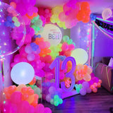 Xpoko 10/20/30Pcs 10Inch Neon Latex Balloons Glow Magic Balloon Fluorescent Rainbow Balloons Blacklight Glow Party Decor Supplies