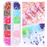 12grid Sugar Nail Powder Glitter Piment Holographic Decoration Sweater Snowflakes DIY Winter Nail Art Design Manicure Flake GLTY