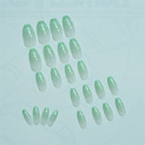 Reusable Glossy Ombre Gray Long Coffin Acrylic 24pcs Set with Glue Press on Fake Nails JP905