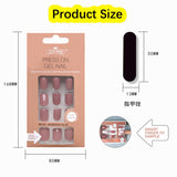 Xpoko 24Pc Nails Art Fake Nail Tips False Press On Coffin With Glue Stick Designs Clear Display Short Set Full Cover Artificial Square