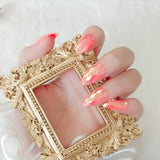 24pcs/set Aurora Shiny Fake Nails Detachable False Nail Pink Yellow Sharp French Nail Art Gradient Press On Nail Tips