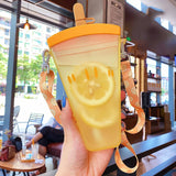 Plastic Water Bottle Cute Ice Cream Straw Cup Student Handy Cup Summer Cold Drinking Water Cup Portable Anti-fall Kettle Cup