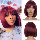 Short Colored Straight Bob Human Hair Wig With Bangs For Black Women Natural Glueless Brazilian Remy Blonde 613 Wavy Wigs