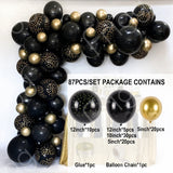 Black Gold Balloon Garland Arch Confetti Latex Baloons Graduation Happy 30th 40th 50th Birthday Party Decor Adults Baby Shower