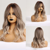 GEMMA Bob Wigs Ash Gray Platinum Synthetic Wig with Bangs for Black Women Short Wave Natural Daily Heat Resistant Cosplay Hair