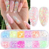 3D Fluorescent Nail Glitter Flakes Set Holographic Powder Sequins Paillette Manicure Nail Art Pigment Decoration Tools GLSP