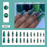 Green Grid Designs Extra Long Ballet Coffin Press on Nails W047