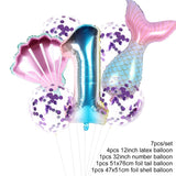 7pcs/lot Mermaid Party Balloons 32inch Number Foil Balloon Kids Birthday Party Decorations Girl Baby Shower Decor Helium Globos