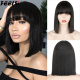 Back to School Short Bob Pink Straight Wig Have Bangs For Women Daily Use Synthetic Black Ombre Gold To Hair For Lolita Cosplay Party
