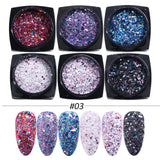 6pcs Rose Gold Nail Glitter Holographic Dip Powder Set Nail Art  Polishing Chrome Pigments Mirror Nail Polish Dust GL1539-NEW