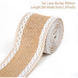 Xpoko 2Meter/Lot 5Cm Natural Jute Burlap Rose Hessian Lace Ribbon With White Lace Trim Edge Rustic Vintage Wedding Centerpieces Decor