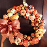 Xpoko Halloween Artificial Pumpkin Gourds Maple Leaves Pine Cones Autumn Decoration Wreath Fall Harvest Thanksgiving Home Decorations