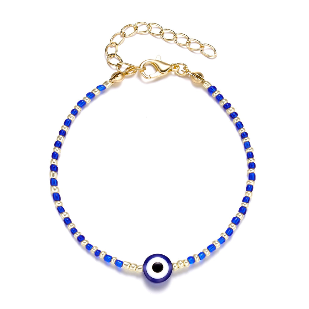 Xpoko Lucky Amulet Evil Eye Charm Bracelet Gold Color Silver Color String Chain Braided Friendship Bracelet For Women Men Jewelry Gift