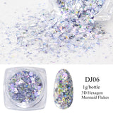 Sparkly Mirror Butterfly Sequin Nail Flakes Holographic Glitter Heart Star Aurora 3D Nail Paillette Decoration Design GLHB01-04