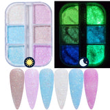 6 Grids/box Laser Square Nail Sequins Green Purple Holographic Glitter Flakes 3D Charm Nail Art Decoration Accessories GL1909-37